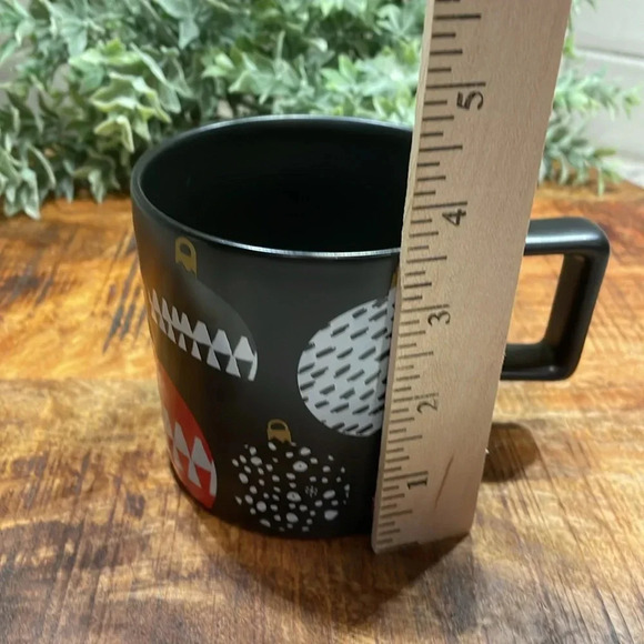 Starbucks Holiday Christmas Coffee Mug Cup With Ornaments Black White Red 14oz - Picture 7 of 9